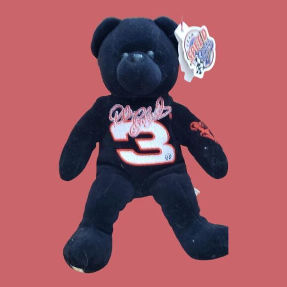 NWT 2002 Nascar Dale Earnhardt Sr Team Speed Bears Black Teddy Bear Beanie Plush - Picture 1 of 3